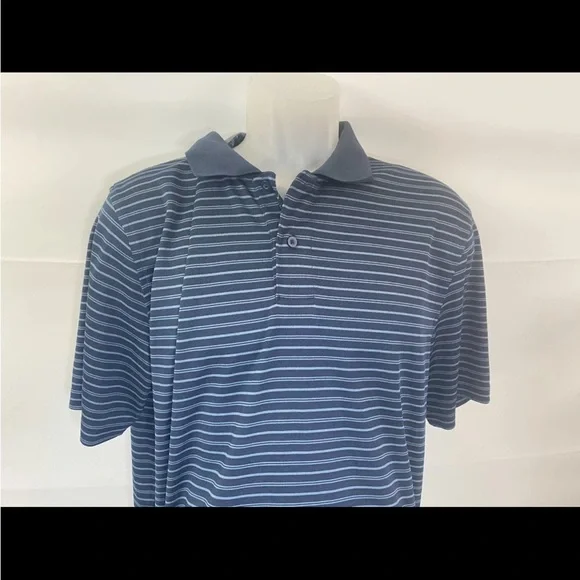 Croft & Barrow Polo Shirt Mens L Blue Striped Performance Short Sleeve M​​ - Picture 3 of 8